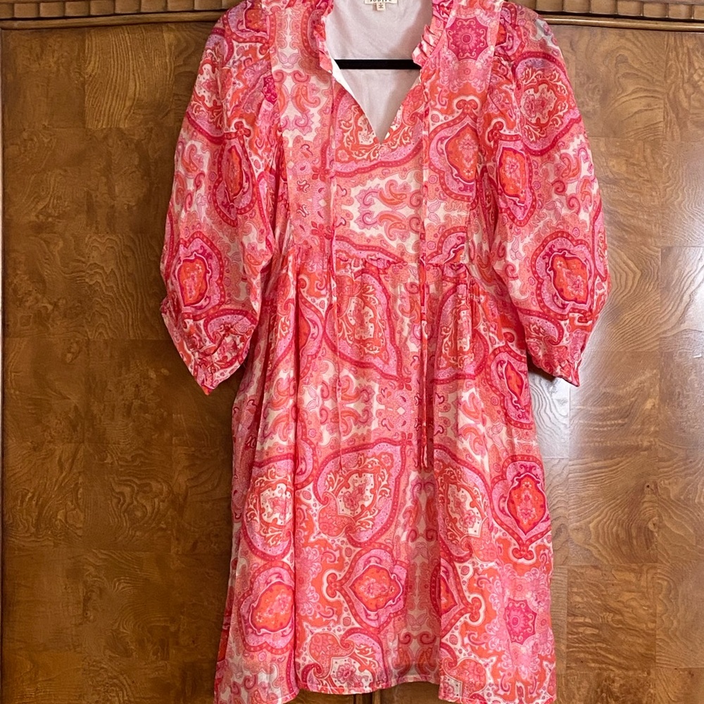 JODIFL Vibrant Pink Paisley Patterned Dress Size Small NWOT ($59)